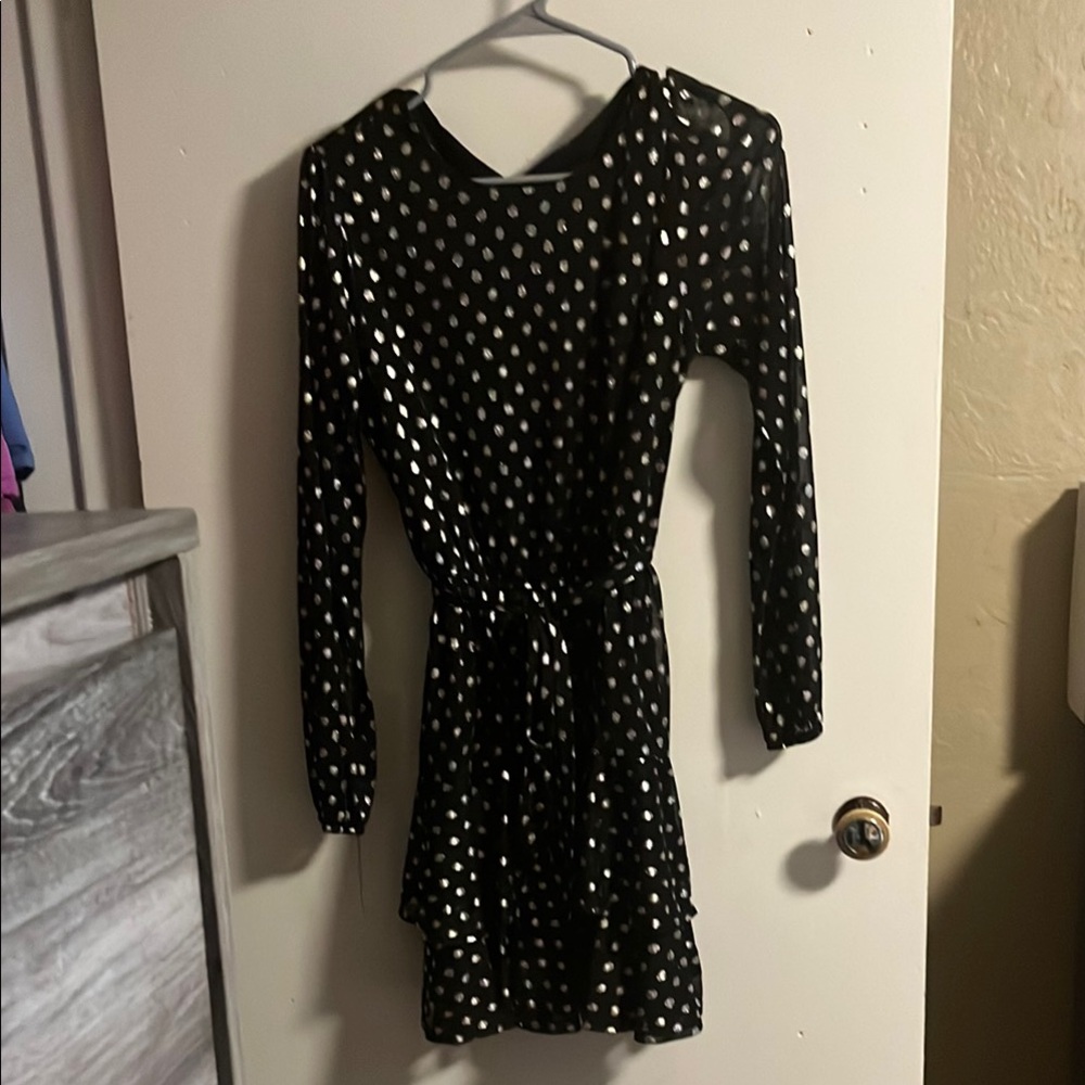 Custo Barcelona Black Dress with Silver Polka Dots